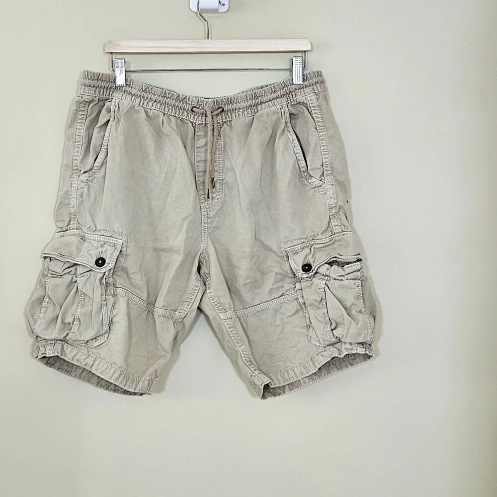 American Eagle Shorts Mens L Beige Cargo Utility Pockets Outdoor Gorpcore Grunge